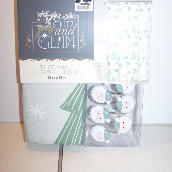 Winter Wonder Lane NWT Glitz & Glam 13pc Shower Curtain Set - Reindeer - Picture 2 of 5